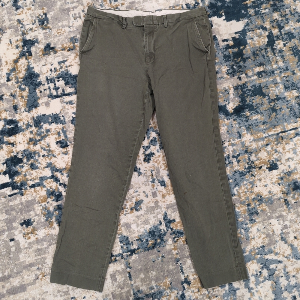 J Crew Bowery Stretch Olive Green Pants - Men's 34x32 Casual Everyday